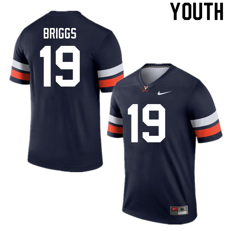 Youth #19 Jowon Briggs Virginia Cavaliers College Football Jerseys Sale-Navy - Click Image to Close